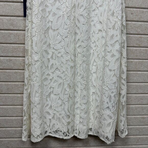 NEW Tommy Hilfiger Ivory Lace Overlay Sleeveless Midi Dress Keyhole Back 8 - Picture 6 of 13
